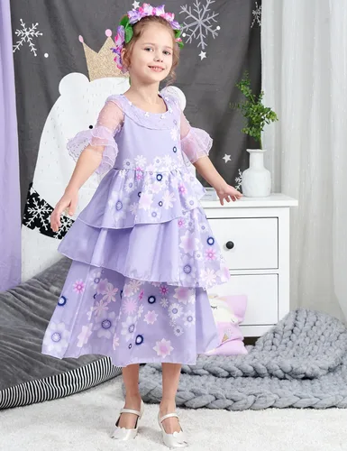 Vista 4 de PAINEOMN Isabella Dress, Isabella Costume Mirabel Dress for Girls Halloween Cosplay Costume Outfits for Kids