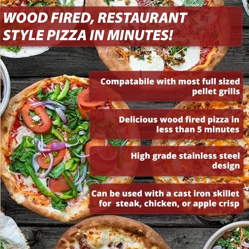 Vista 4 de Pellethead Accesorio para horno de pizza para parrillas de pellets – Convierte Traeger, Pit Boss, GMG y Camp Chef en horno de pizza al aire libre