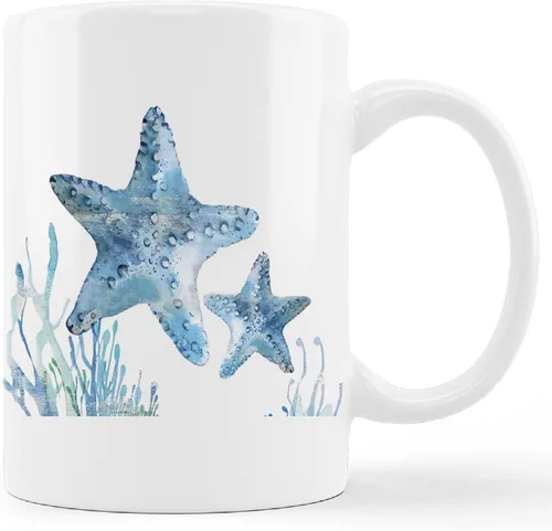 Vista 6 de kunlisa Taza de cerámica de medusas de acuarela, taza de cerámica para parejas de medusas de vida marina, taza de té con leche de 11 onzas, regalos