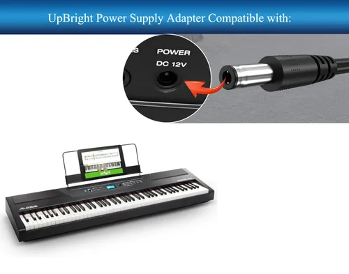 Vista 2 de UpBright Adaptador de 12 V CA/CC compatible con Alesis Recital 88 61 88 teclas teclado de piano digital de 61 teclas con teclas de tamaño completo