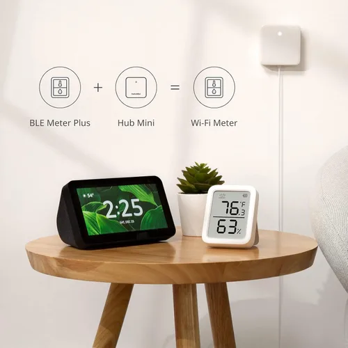 Vista 3 de Termómetro Higrómetro SwitchBot, Medidor de Humedad Interior Bluetooth para el Hogar, Sensor de Temperatura con Control de Aplicación, Gran Pantalla