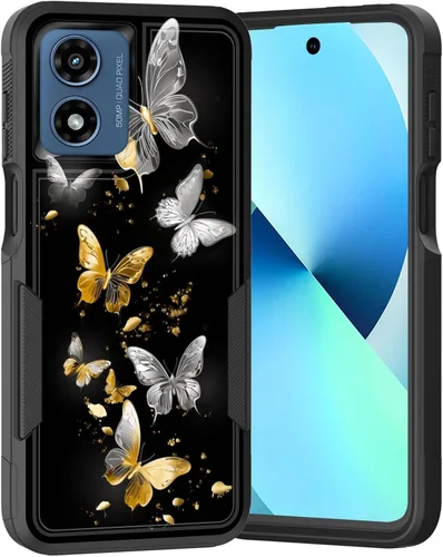 Vista 193 de para Moto G Play 4G 2024, funda de dos capas híbrida resistente y a prueba de golpes, PC duro + silicona suave protectora para Motorola Moto G Play