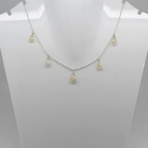 Vista 9 de Collar con colgante de gota de pera natural de plata de ley 925, collar delicado, regalo de joyería de plata para ella
