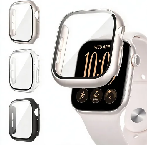 Vista 25 de COMMUTER - Juego de 4 fundas compatibles con Apple Watch de 40 mm Series SE 3ra Gen 2025 SE 2/1 6 5 4 con protector de pantalla de vidrio templado