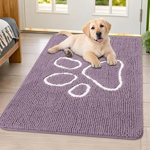 Vista 224 de Smiry Tapete para puerta de perro para patas fangosas, absorbente y Gris y negro