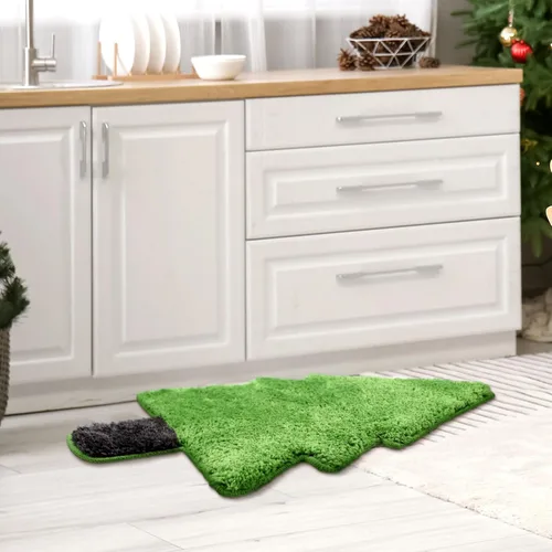 Vista 4 de Tinideya Alfombra de baño de árbol de Navidad para niños, 28 x 20 pulgadas, tapete de baño para bañera, árbol de Navidad, tapete de baño verde