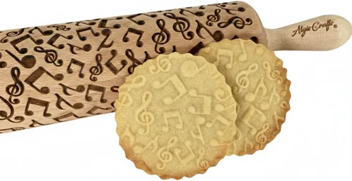 Vista 13 de Rodillo de relieve de abedul grabado en madera, rodillo de masa en relieve para galletas o arcilla de Algis Crafts
