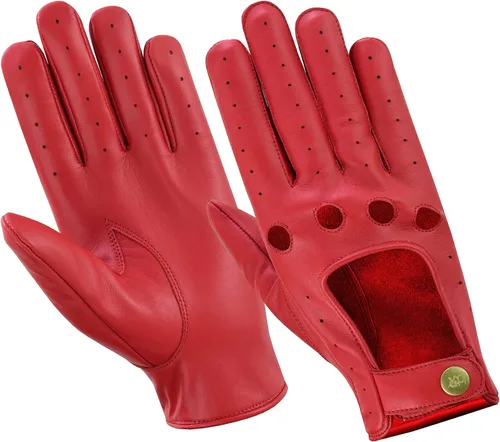 Vista 10 de Guantes de cuero para hombre, guantes de conducción de cuero para chofer, guantes de piel de cordero 100% auténtica, guantes de dedo completo