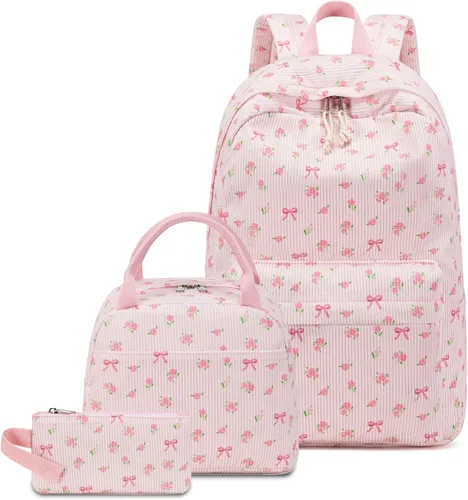 Vista 22 de Bluboon - Mochila escolar para niñas y mujeres para uso diario y de estilo informal, para portátil de 15 pulgadas, con bolsa para almuerzo y bolsa