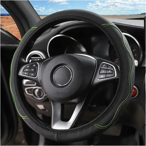 Vista 11 de LoyaForba Funda para volante de automóvil, funda de cuero de microfibra antideslizante para volante, protector de mango suave para vehículos, Azul