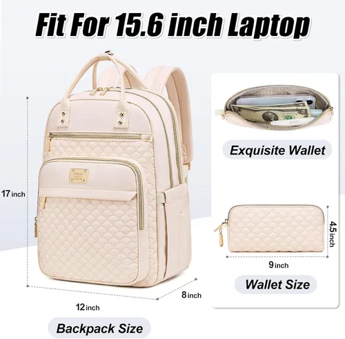 Vista 2 de Mochila Tealari para laptop para mujeres, mochila para laptop de 15.6 pulgadas para el trabajo, mochila de viaje impermeable, mochila universitaria
