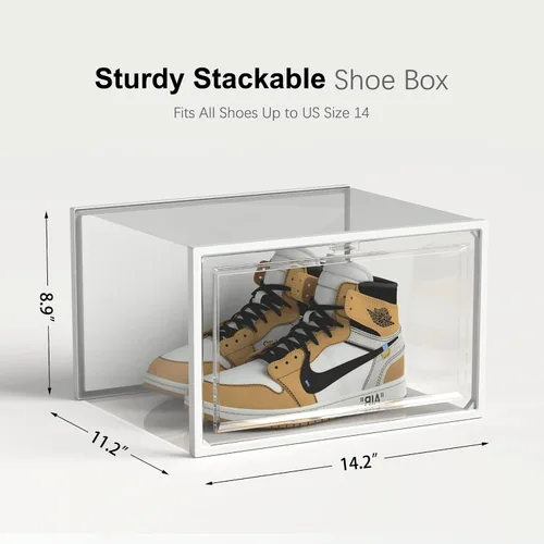Vista 5 de SEE SPRING Paquete de 6 cajas de almacenamiento de zapatos, organizador de zapatos apilable de plástico transparente para armario, contenedores