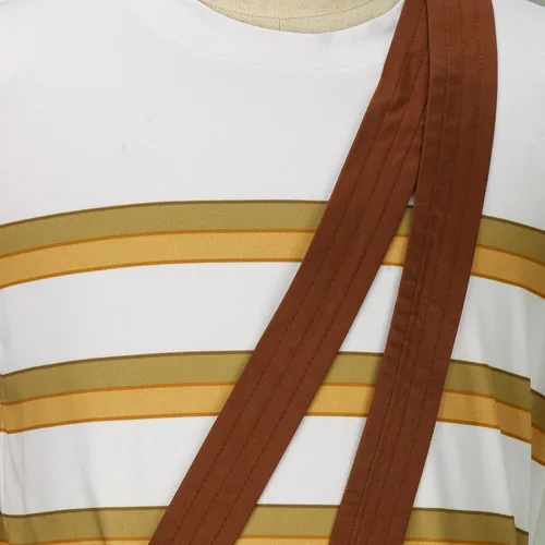 Vista 5 de ZIFUNMUR Disfraz de Chavo Del Ocho para adultos y niños, camiseta a rayas de chespirito, sombrero con correas y pantalones, traje de Halloween