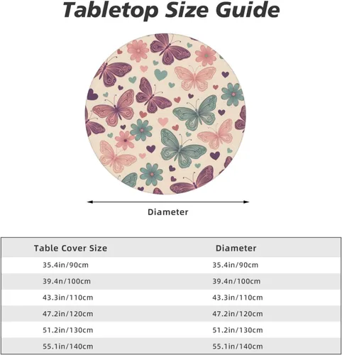 Vista 7 de Decorative Round Tablecloth Fitted Elastic 26" - 30" Butterfly Waterproof Table Cloth Cover Stretch Table Pad Cover for Parties Weddings Banquet