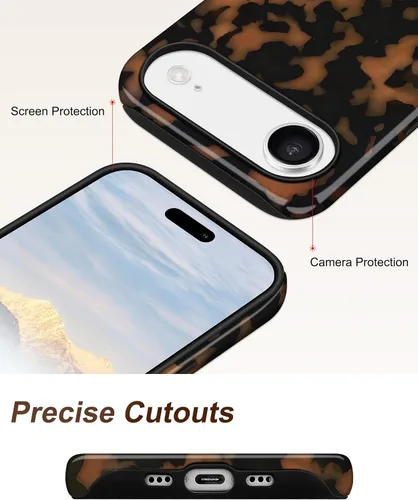 Vista 95 de Jusy Funda compatible con MagSafe con estampado de caparazón de tortuga marrón para iPhone 7/8/SE, cubierta protectora de TPU suave magnética