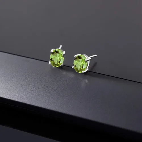 Vista 98 de Gem Stone King Aretes de oro de 14 quilates con piedra natal ovalada de 0.315 x 0.236 in Aretes de oro para mujer