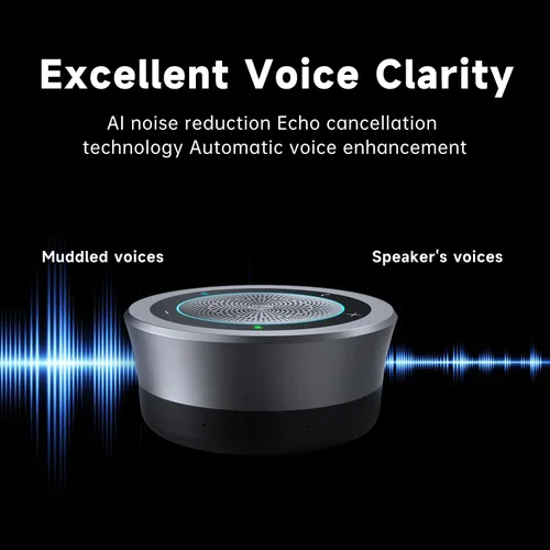 Vista 4 de Horion HM-5U - Altavoz de conferencia y micrófono con IA, altavoz Bluetooth para llamadas de conferencia, 8 micrófonos, 32 kHz, captación de voz