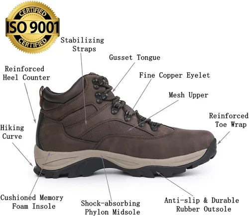 Vista 2 de CC-Los Botas de senderismo impermeables para hombre, ajuste relajado, ligeras, talla 7-14
