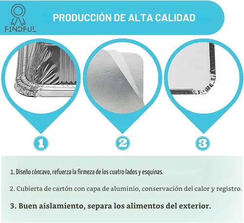 Vista 4 de Sartenes de aluminio con tapas (paquete de 50 unidades, 8.5 x 6 pulgadas), recipientes de alimentos de aluminio de 2.25 libras con tapas, 50