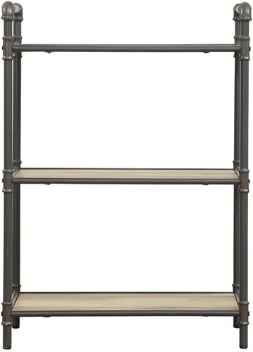 Vista 4 de Acme Itzel - Estantería rectangular de 3 niveles de madera en roble antiguo y gris arena