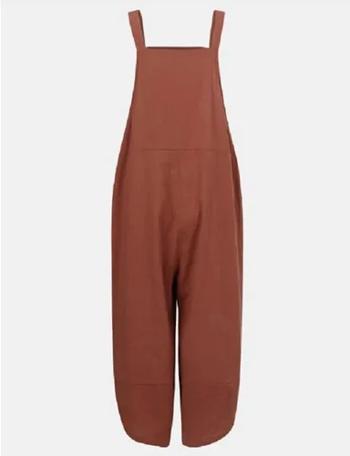 Vista 6 de COWOKA Overol casual ajustable de algodón con pechera para mujer, con bolsillos