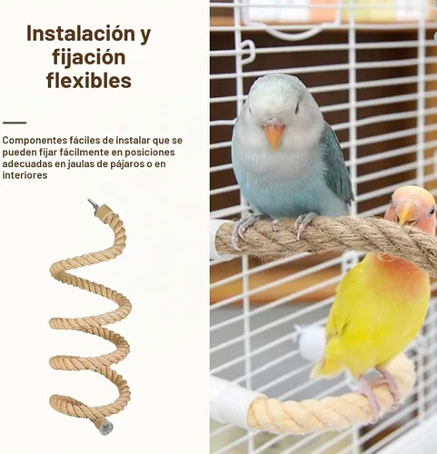 Vista 6 de 3 piezas de cuerda de pájaro para loros, jaula de pájaros, cuerda