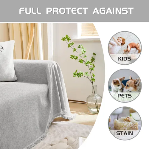 Vista 7 de MEETSKY Funda para Sofá Seccional en Forma de L, Fundas para Sofá, Protector de Sofá, Funda Protectora Lavable, Fundas para Sofá Seccional, Tela