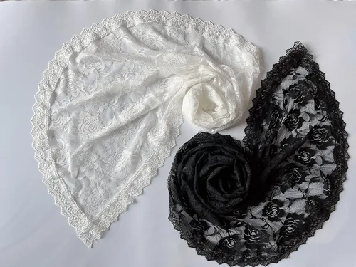 Vista 8 de Velo de mantilla de encaje suave y cómodo, 7 colores, estilo español, velo de encaje, cubierta de cabeza, forma de D