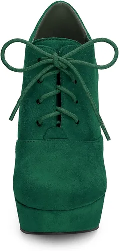 Vista 3 de Allegra K Botas de plataforma con cordones gruesos para mujer
