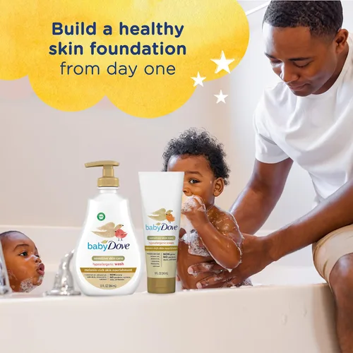 Vista 6 de Dove Jabón Corporal y Loción para Bebés con Cuidado de la Piel Rica en Melanina – Hipoalergénico, Apto para Recién Nacidos