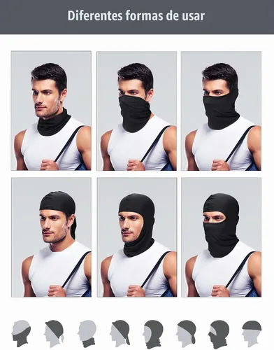 Vista 5 de SATINIOR 9 Pcs Ski Mask Men Balaclava Pasa Montañas para Hombre Hood Protection Full Face Cover Cooling Neck Gaiter Bandana Negro
