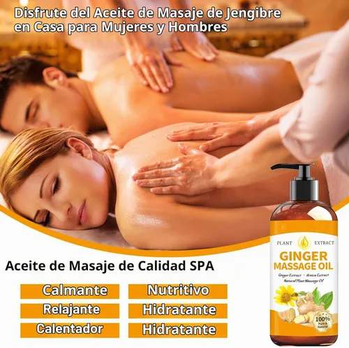 Vista 4 de Aceite de masaje de jengibre de drenaje linfático para terapia de masaje, aceite de masaje muscular dolorido, aceite corporal natural para hombres