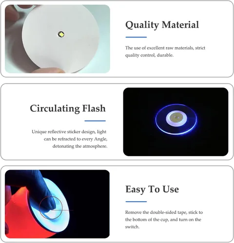 Vista 5 de 12 luces de botella para botellas de licor, posavasos LED de 2.4 pulgadas de diámetro para bebidas, luces adhesivas para botellas de vino