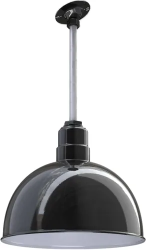 Vista 55 de Steel Lighting Co. Colgante de cuenco rosa Lámpara montada en el techo Cúpula de 15 pulgadas vástago de 12 pulgadas Estilo granero de acero