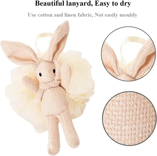 Vista 5 de Cepillo de baño de mango largo para ducha + esponja de baño gris Luffa