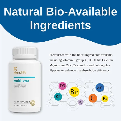 Vista 3 de Xtend-Life, Multi-Xtra, multivitamínico avanzado y suplemento mineral para mujeres, hombres y niños – 42 vitaminas, minerales, antioxidantes