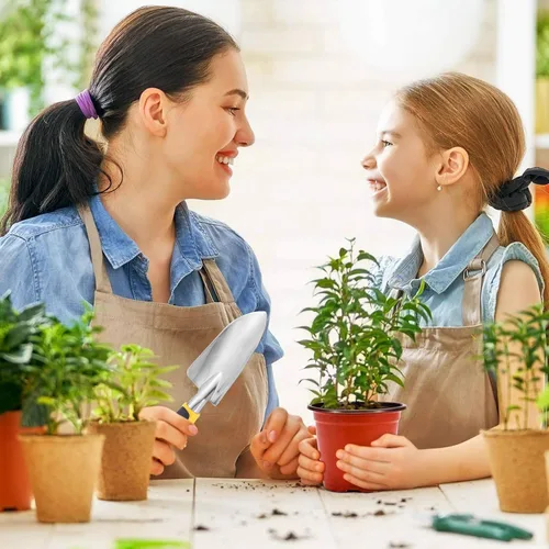 Vista 7 de 8 piezas de pala de jardín de aleación de aluminio resistente, palas pequeñas para excavar palas de mano de metal con mango TPR suave para césped