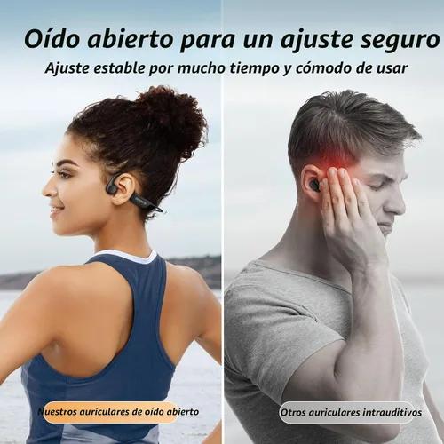 Vista 3 de CXK Auriculares de conducción ósea, auriculares Bluetooth 6.0 actualizados 2026 con micrófono, IPX7 impermeable, audio equilibrado, tiempo