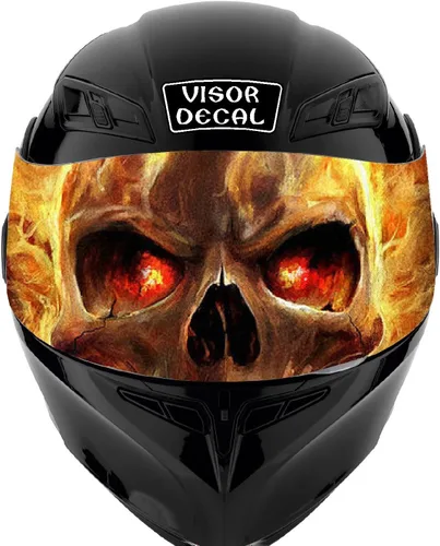 Vista 9 de Calcomanía de visera de calavera para casco compatible con: Icon Shoei Bell HJC Scorpion AGV V2 (V25 Skull)