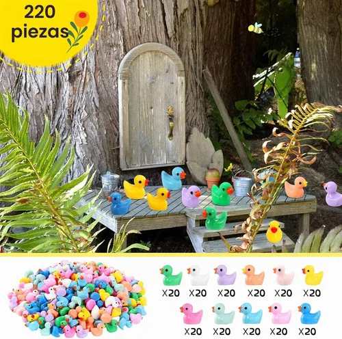 Vista 4 de 220 piezas de mini patos de resina, patos pequeños para jardín, ornamento de micro paisaje, casa de muñecas, broma de Navidad, Halloween 11