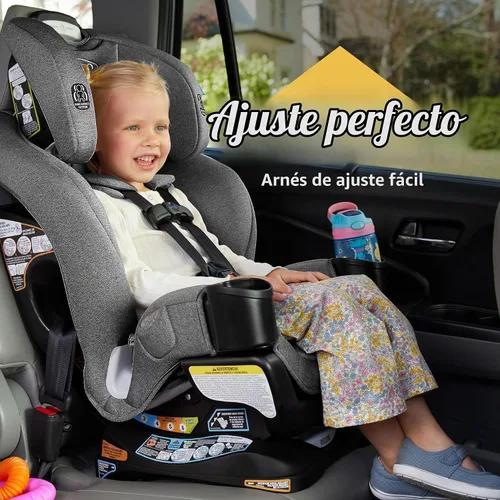Vista 6 de Asiento de coche convertible Graco Extend2Fit 3 en 1 para bebé, orientación hacia atrás y hacia adelante, panel de extensión ajustable para espacio
