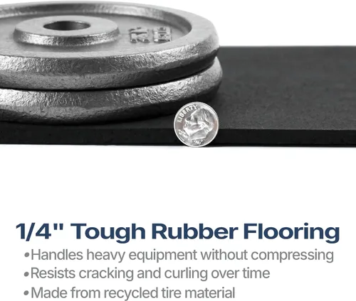 Vista 3 de Rollo de piso de goma resistente de 1/4" de espesor de Floor Inc Tapetes de piso de goma reciclada flexibles para gimnasio en casa Tapete
