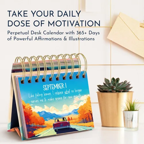 Vista 3 de RYVE Calendario diario de afirmación – Calendario de escritorio motivacional con afirmaciones diarias para mujeres, regalos positivos