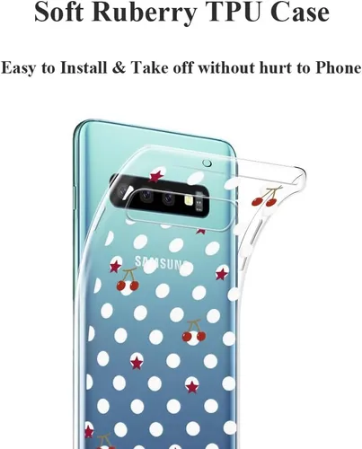 Vista 42 de Unov Funda para Galaxy S10, transparente con diseño en relieve, flor Flor estética