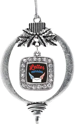 Vista 159 de Inspired Silver - Adorno con dije de reina de rodillo - Adornos navideños cuadrados de plata con joyas de circonita cúbica