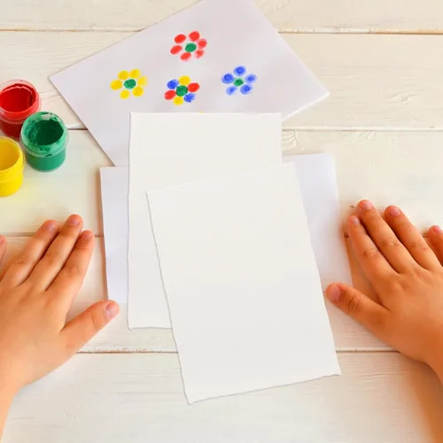 Vista 5 de OSOLADY 20 Sheets Cotton Watercolor Paper 101x152mm Deckled Edge Handmade Textured Rough Surface Art Paper for Painting Drawing and Crafting