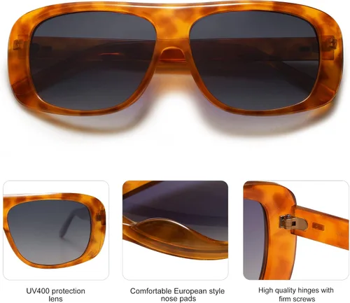 Vista 4 de SOJOS Gafas de sol polarizadas cuadradas retro de gran tamaño para mujeres y hombres, gafas de sol grandes, gafas de sol de diseño llamativo SJ2243