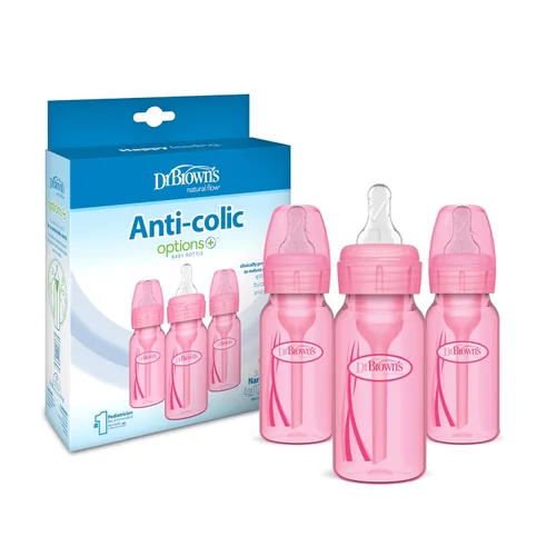 Vista 9 de Dr. Brown's Anti-Colic Options+ Biberones estrechos, rosa, 4 onzas