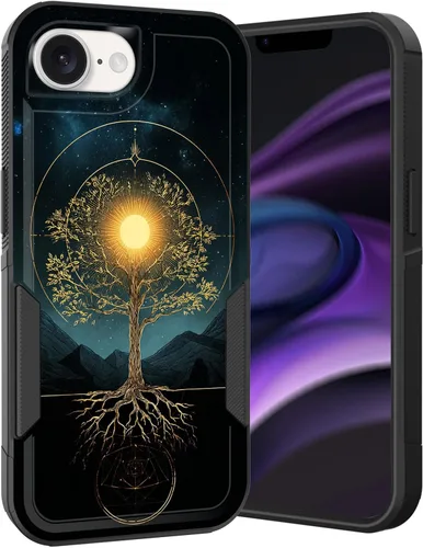 Vista 216 de Funda para iPhone Air, doble capa híbrida resistente resistente a prueba de golpes de policarbonato duro + funda protectora de silicona suave