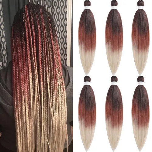Vista 46 de Pelo trenzado corto 1B negro preestirado Extensiones de pelo trenzado para niños para trenzas de caja sin nudos, pelo trenzado preestirado de 16